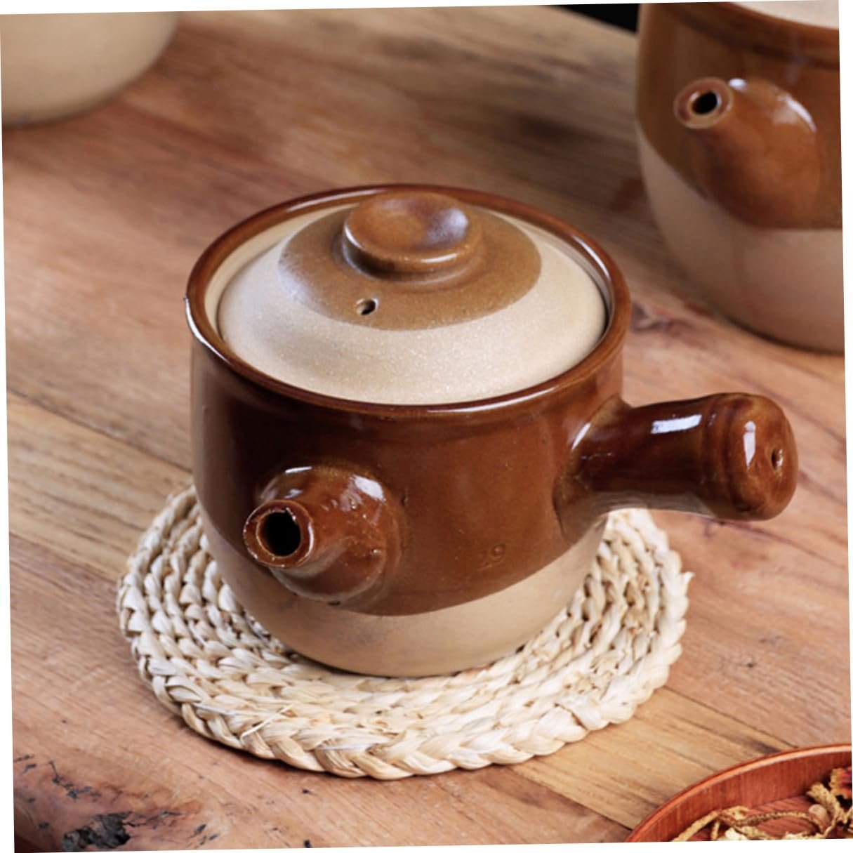 Глиняный горшок Lurrose Термостойкий для открытого огня с ручкой, фото №9