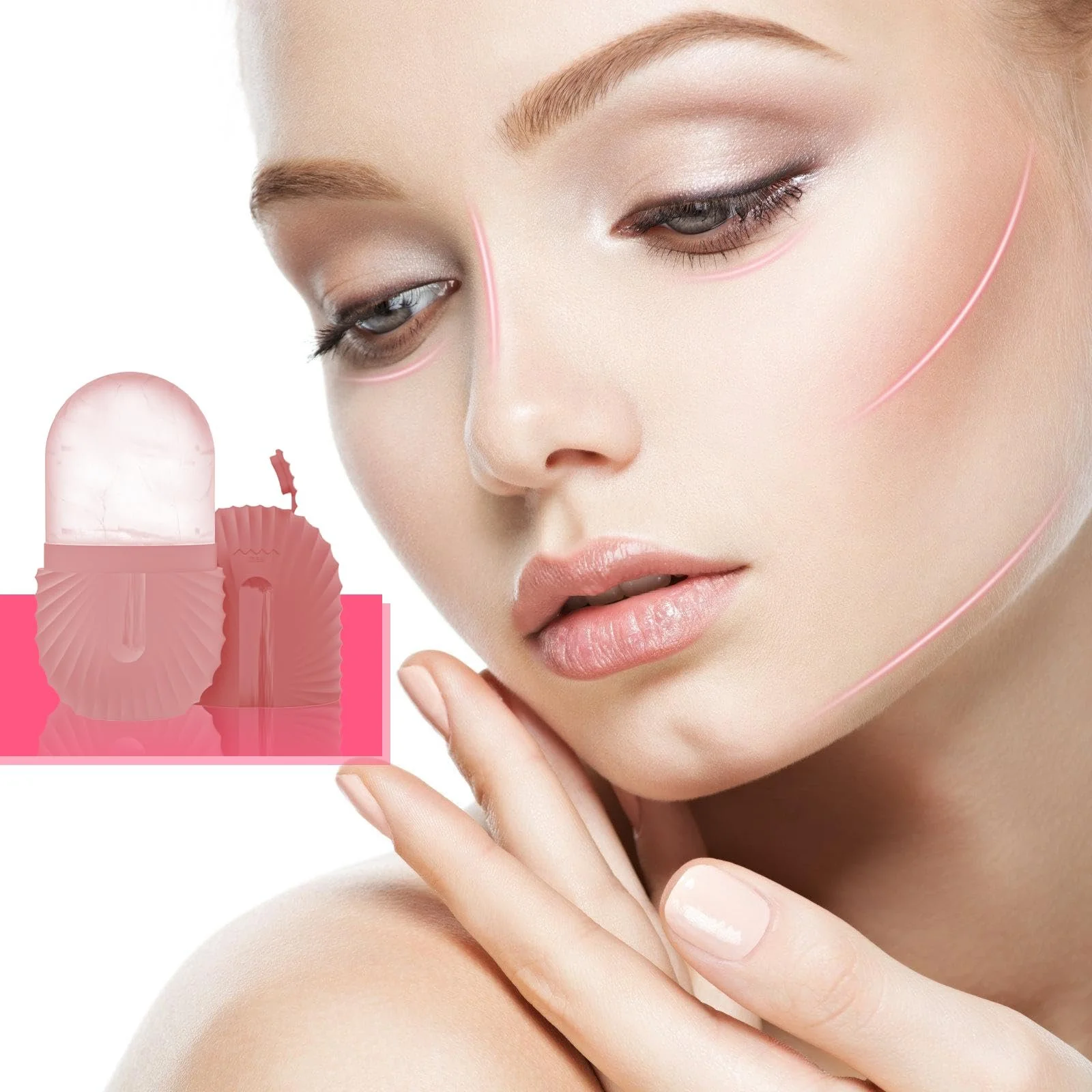 Ролик крижаний Vegena для обличчя, 4 шт, силіконовий, масажний, фото №3