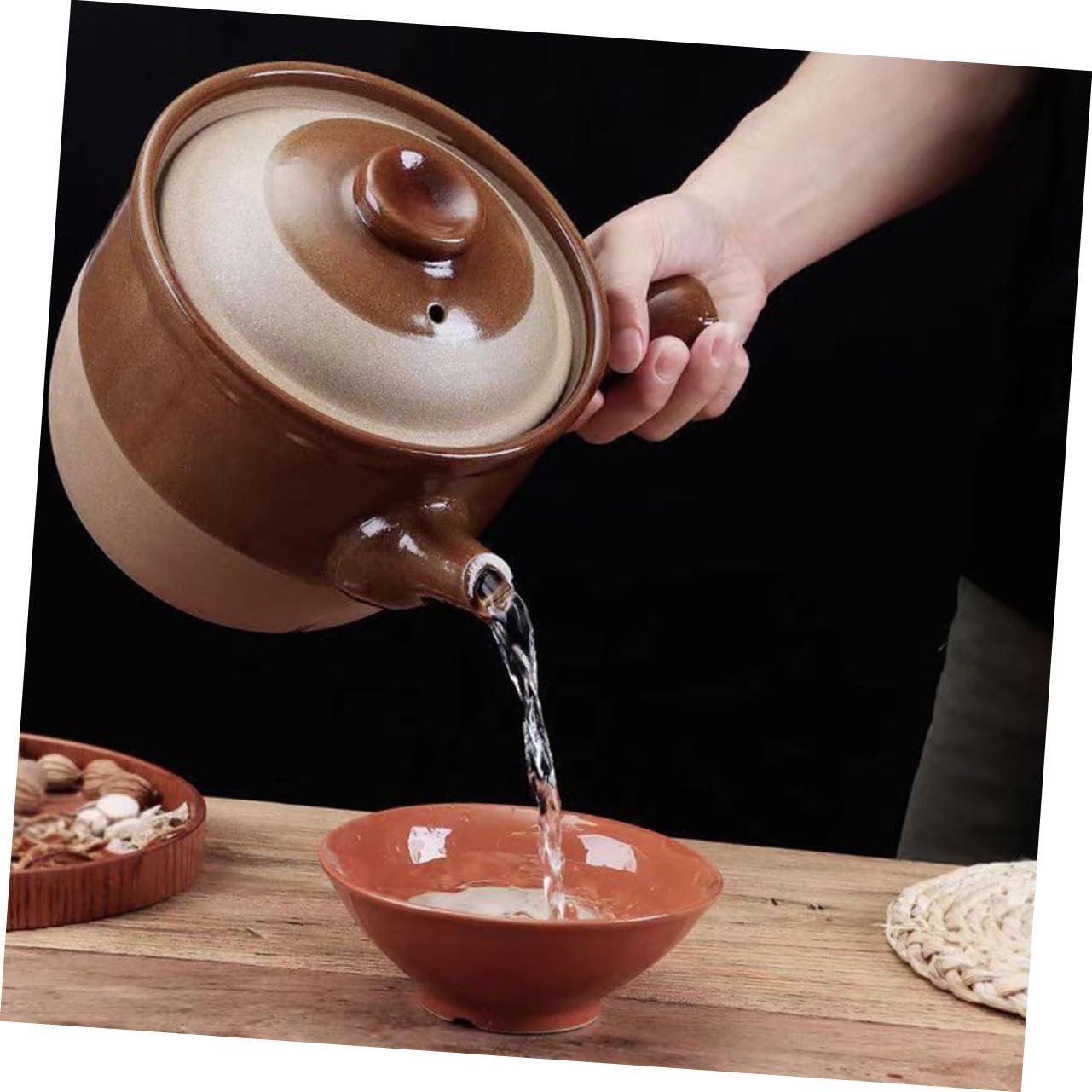 Кастрюля Toyvian с крышкой небольшая глиняная для супа и риса, фото №9