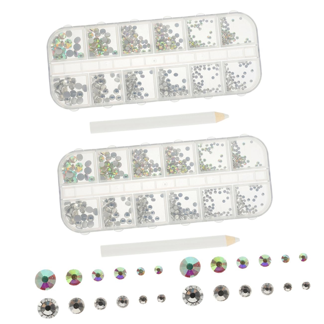 3D Блестки для ногтей FRCOLOR 3 Набора Самоцветы Подвеска для ногтей для страз DIY Плоские кристаллы Прозрачные Стразы Самоцветы для рукоделия 3D Стекло в форме сердца, фото №1