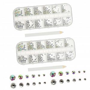 3D Блестки для ногтей FRCOLOR 3 Набора Самоцветы Подвеска для ногтей для страз DIY Плоские кристаллы Прозрачные Стразы Самоцветы для рукоделия 3D Стекло в форме сердца - Фото 1