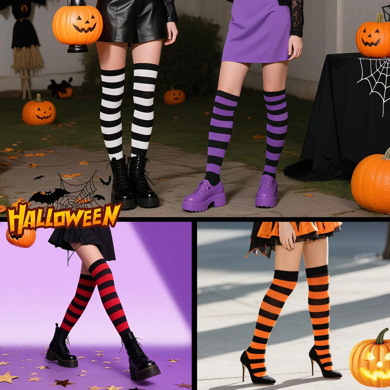 4 пари жіночих смугастих панчіх вище коліна, фото №6 4 пари жіночих смугастих панчіх вище коліна, фото №6