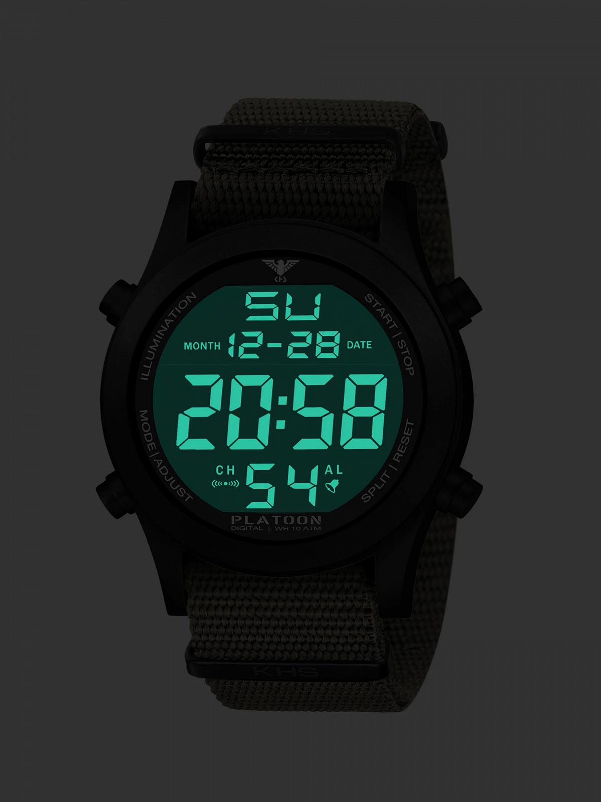 Годинник KHS Platoon Digital Оливковий/Чорний, Кам'яний Сірий Оливковий, Ремінець, фото №5 Годинник KHS Platoon Digital Оливковий/Чорний, Кам'яний Сірий Оливковий, Ремінець, фото №5