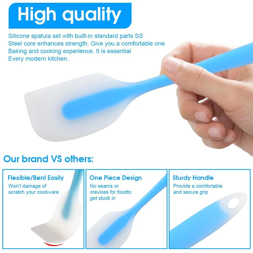 Набор силиконовых лопаток-скребков Silicone Spatulas термостойких гибких 2 шт. Синий, фото №4 Набор силиконовых лопаток-скребков Silicone Spatulas термостойких гибких 2 шт. Синий, фото №4