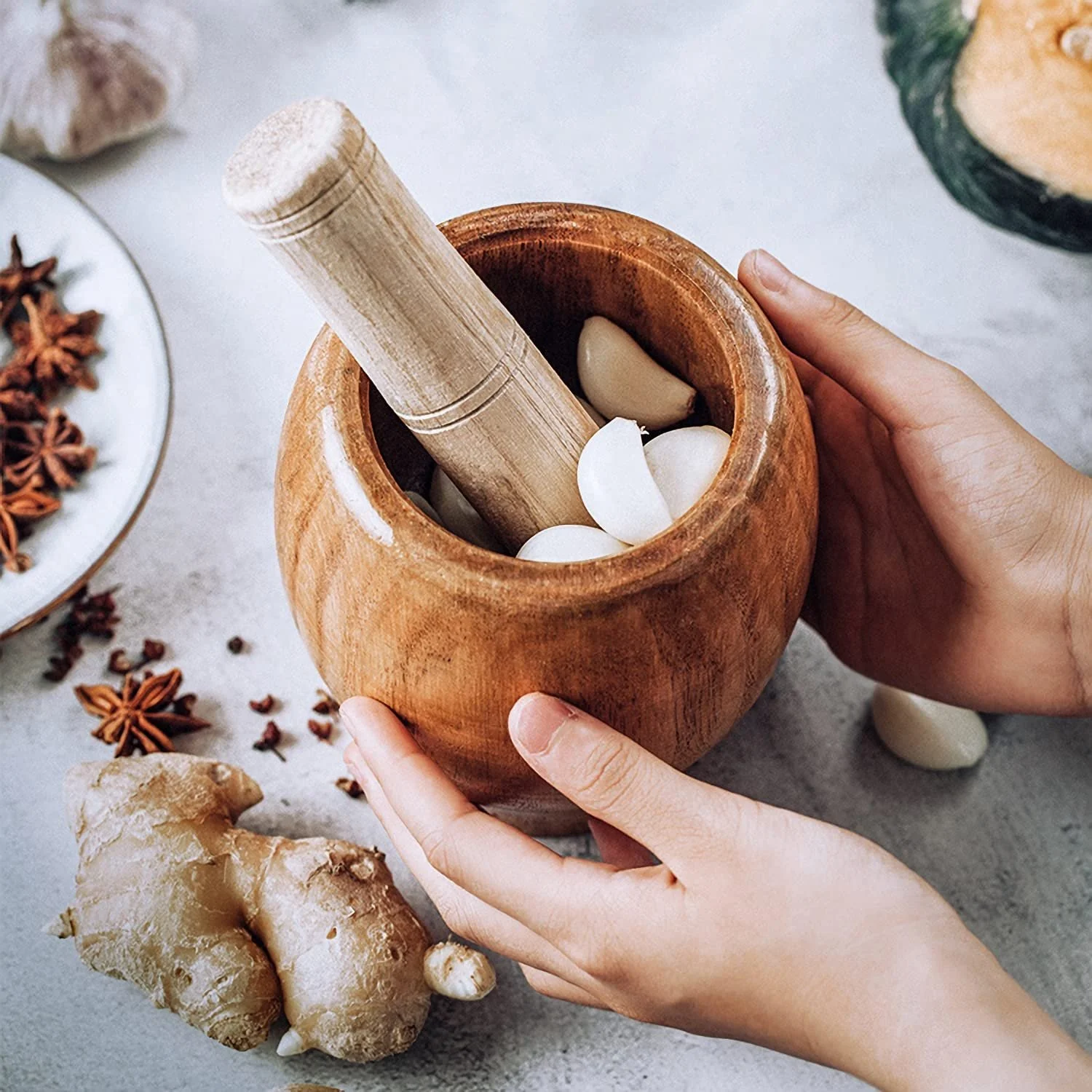 Ступка з товкачиком дерев'яна, фото №6