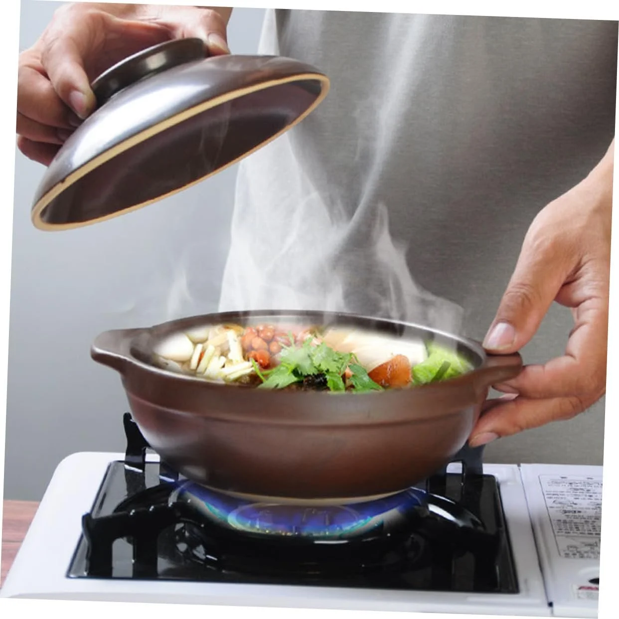 Кастрюля керамическая традиционная с двойными ручками жаропрочная, фото №5