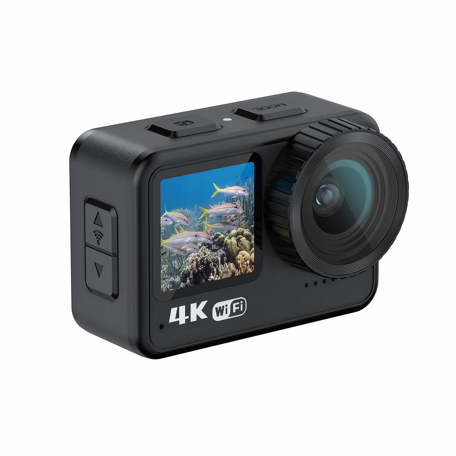 Екшн-камера Andoer Action Cam 4K 60FPS, 24MP Dual Screen Touch Control 21 м Навісне кріплення для води, фото №1
