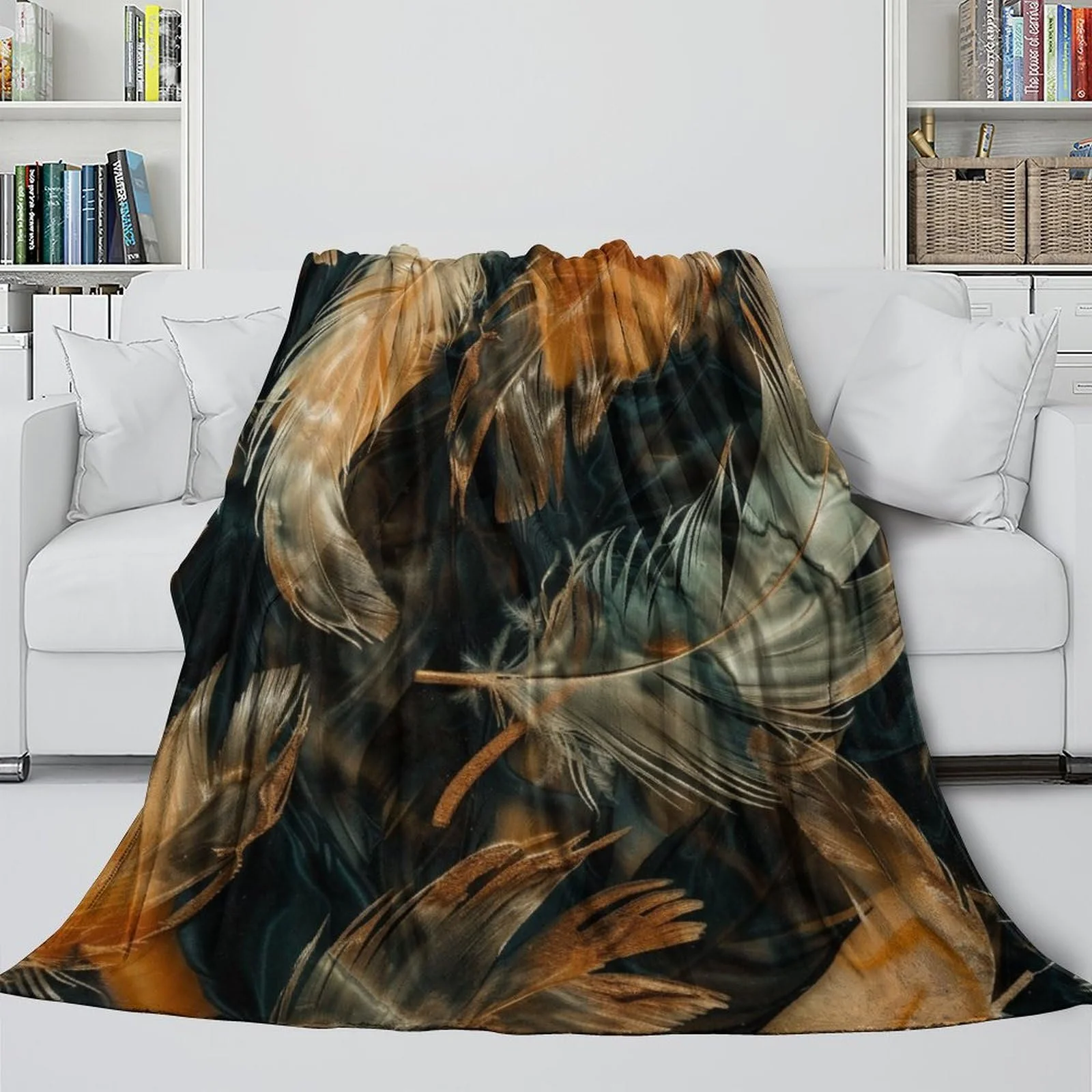 Покривало Фланелева 3D Друк Перо Шерпа Плед Дихаюча М'яка Тепла Пухнаста, фото №4