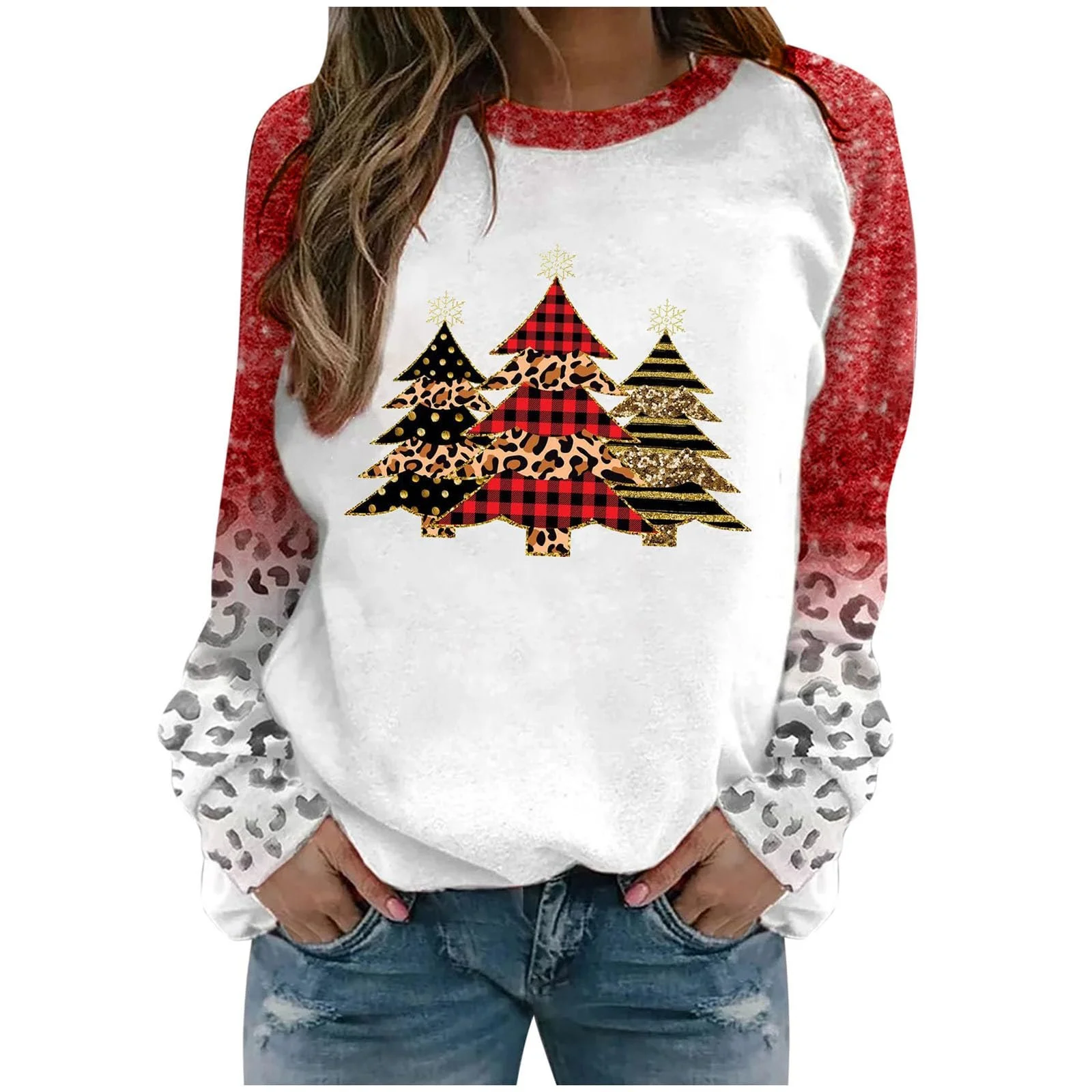 Женский свитшот Рождественский смешной графический пуловер теплый удобный повседневный рождественский принт Круглый вырез длинный рукав футболка свободный свитер уродливый, фото №1 Женский свитшот Рождественский смешной графический пуловер теплый удобный повседневный рождественский принт Круглый вырез длинный рукав футболка свободный свитер уродливый, фото №1