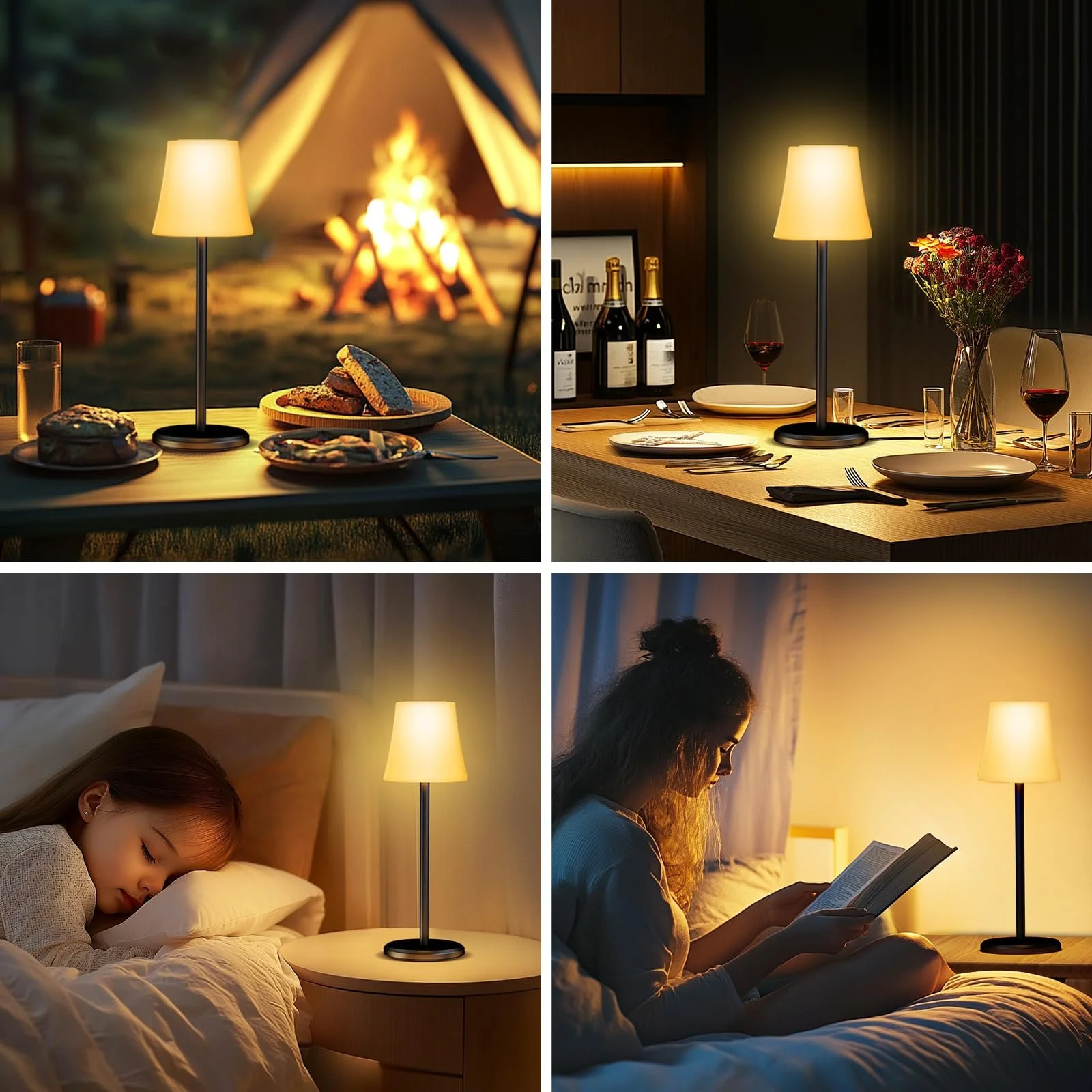 Настільна лампа Suright Wireless 3 колірні режими RGB комплект 2 шт. чорна, фото №6