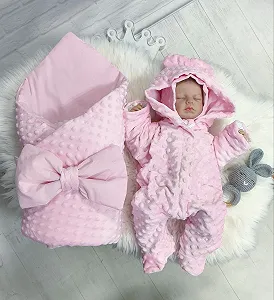 Набір на виписку демісезон, утеплювач виймається Плюш рожевий - Фото 1