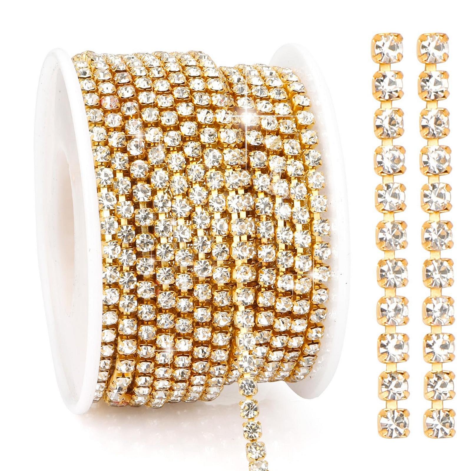 Ланцюжок зі стразами для нігтів 10 ярдів Срібна стрічка зі стразами 3 мм Блискучий, фото №1
