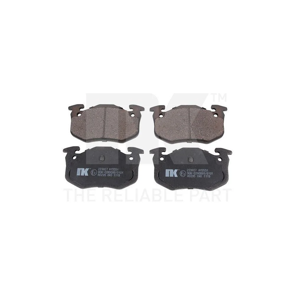 Комплект гальмівних колодок, дискове гальмо NK 223927 для PEUGEOT RENAULT задня вісь, фото №1