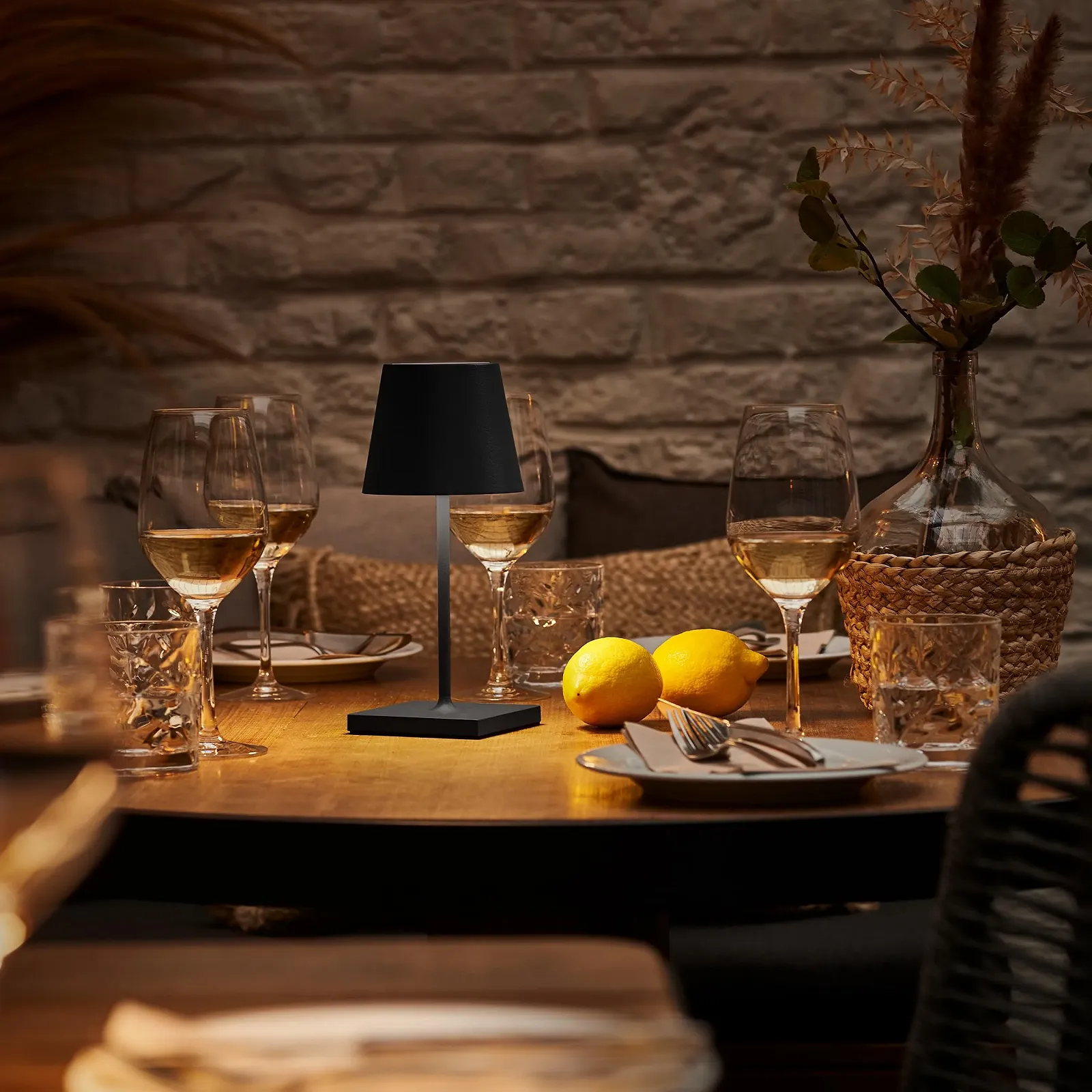 Настільна акумуляторна LED лампа SIGOR Nuindie Mini Димована IP54 Висота 25 см USB-C 12 год Нічний чорний Упаковка 2 шт, фото №2