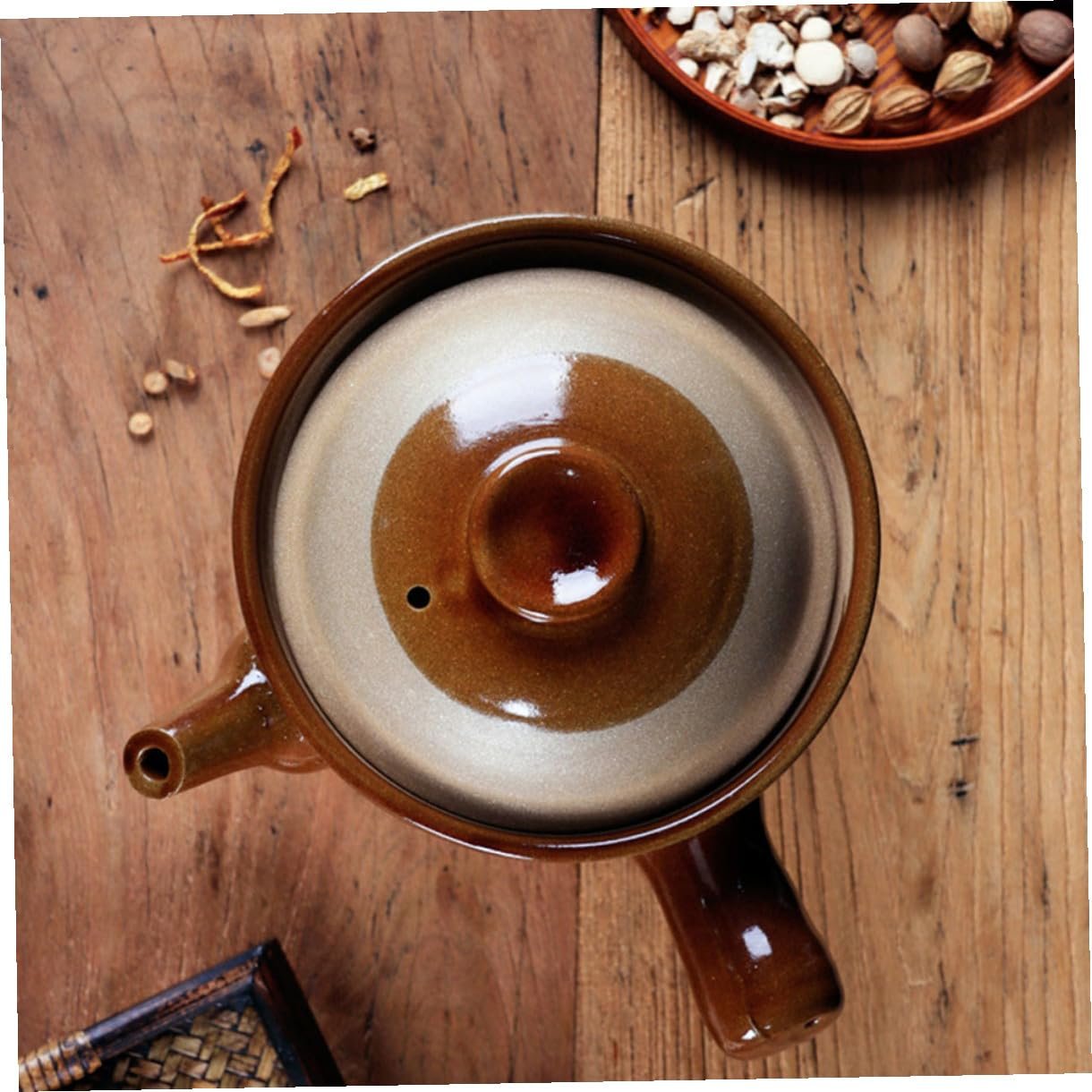 Горшок глиняный TOYANDONA с крышкой китайский малый для трав и супа, фото №8