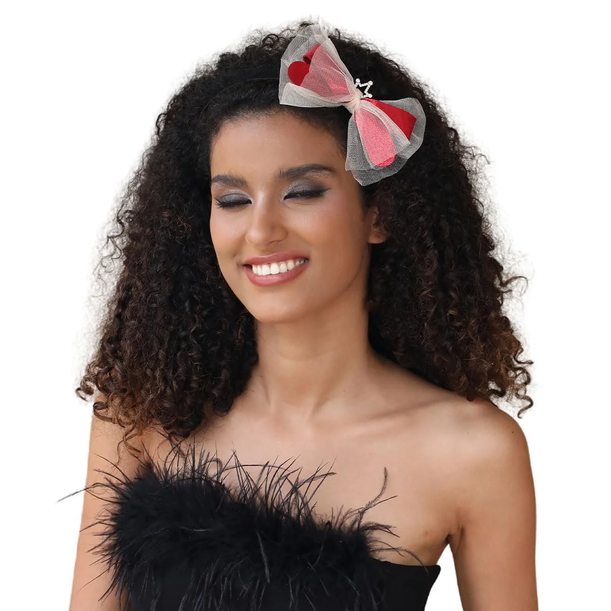 Обруч для волосся з бантом для жінок, червона, фото №2