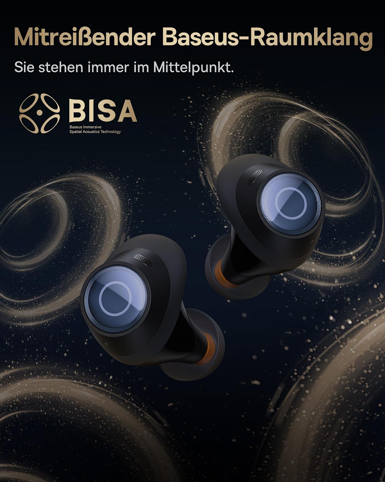 Наушники Baseus Bowie MA10S Беспроводные Bluetooth Активное Шумоподавление до 95% Сильный Бас 38 Часов Воспроизведения Четкие Звонки Беспроводная Зарядка Светодиодный Дисплей Зарядный Чехол Bluetooth 5.3, фото №4