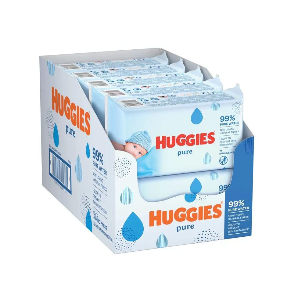 Влажные салфетки Huggies Pure 72 x 10 штук, фото №1