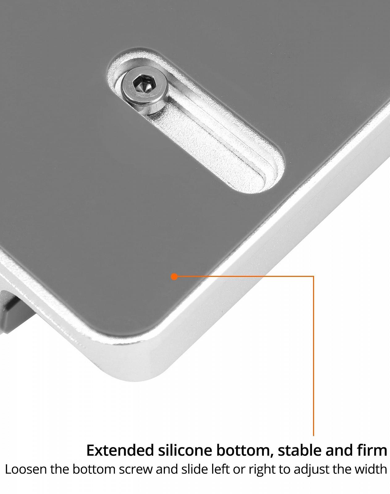 Подставка для ноутбука вертикальная QWORK 4 в 1 алюминиевая регулируемая с 2 слотами для Macbook, телефона, игровых ноутбуков, iPad серебристая, фото №5