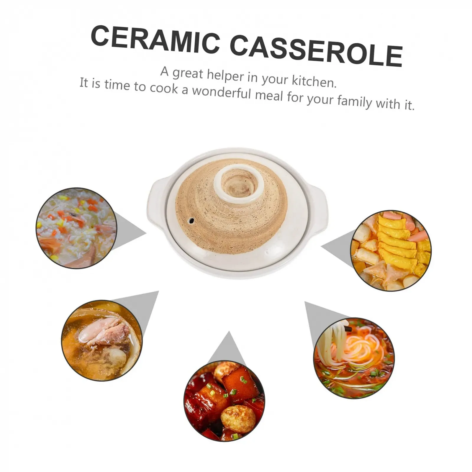 Кастрюля керамическая UKCOCO японская термостойкая антипригарная для риса и супов, фото №9 Кастрюля керамическая UKCOCO японская термостойкая антипригарная для риса и супов, фото №9