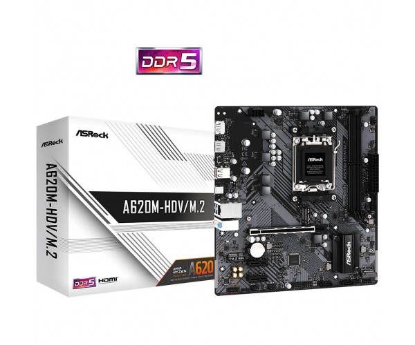 Материнська плата ASRock A620M-HDV/M.2 (AM5/A620, 2*DDR5, PCIex16 DP/HDMI 2xSATAІІІ 2xM.2, GLan 8ch mATX, фото №5