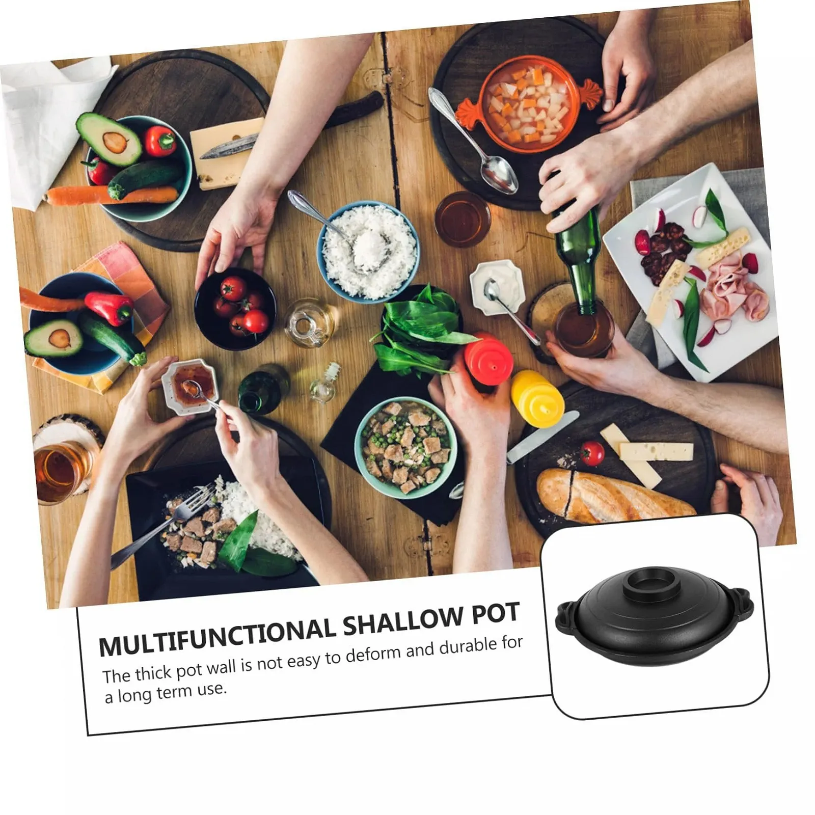 Форма для запекания керамическая антипригарная с двойной ручкой термостойкая для бибимбапа, фото №5