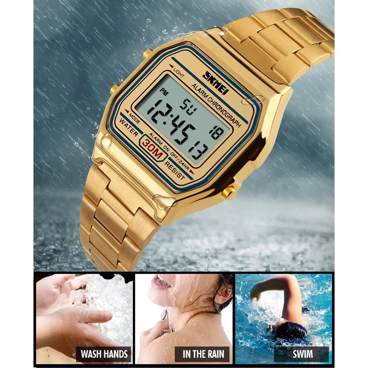 Ретро-цифровий годинник для чоловіків та жінок, водонепроникний, спортивний, фото №9