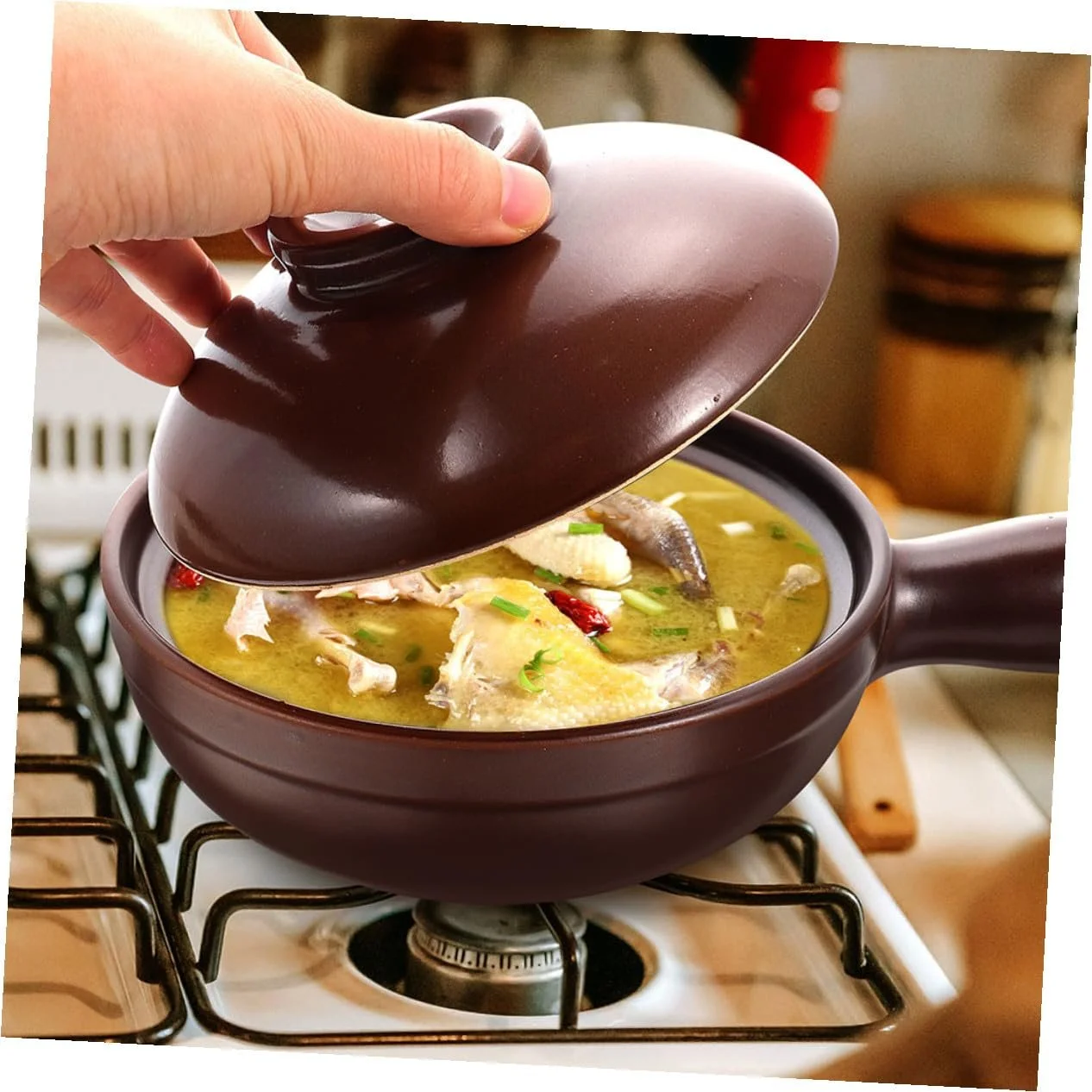 Кастрюля керамическая с крышкой и антипригарным покрытием термостойкая, фото №4