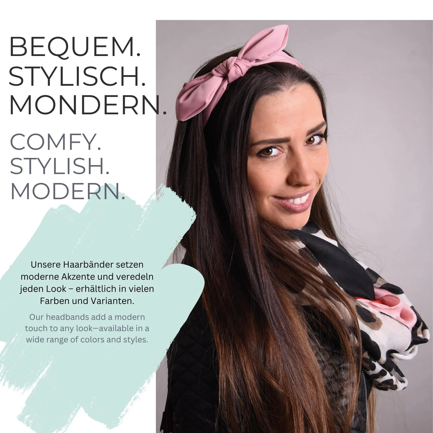 Пов'язка на голову з бантом styleBREAKER однотонна з еластичною стрічкою 04026035, фото №6