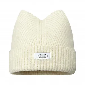 В'язана шапка з котячими вушками Тепла та вітрозахисна зимова - Фото 1