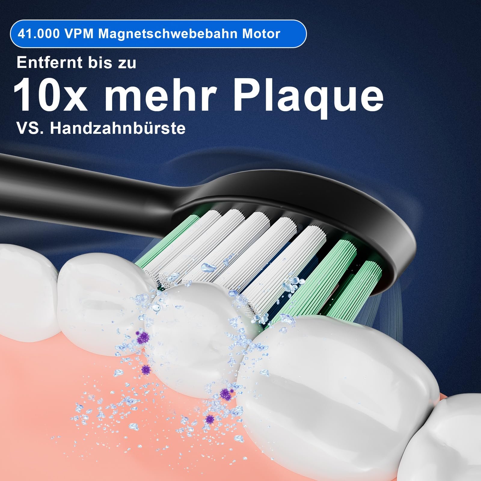 Електрична звукова зубна щітка Betterchoi 41,000 VPM 5 режимів Black, фото №2