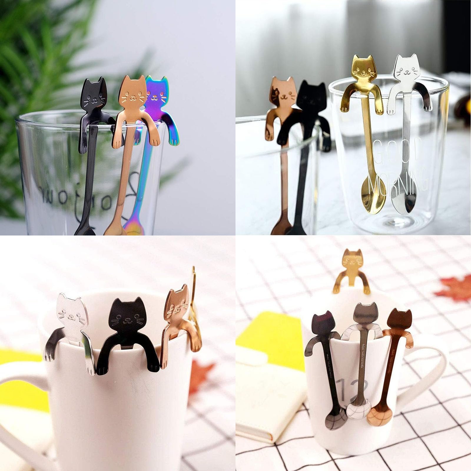 Набір кавових ложок з котиками 5 шт, фото №6