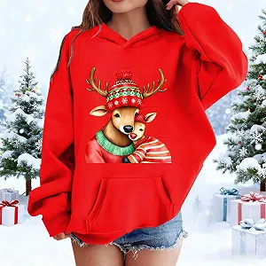Худи Generisch Рождественский Свитер Девочки Уродливый Рождественский Пуловер с капюшоном Рождественская Рубашка с длинными рукавами с рождественским мотивом Уютная Рождественская одежда Повседневный Рождественский костюм synthetic.ua - Фото 1