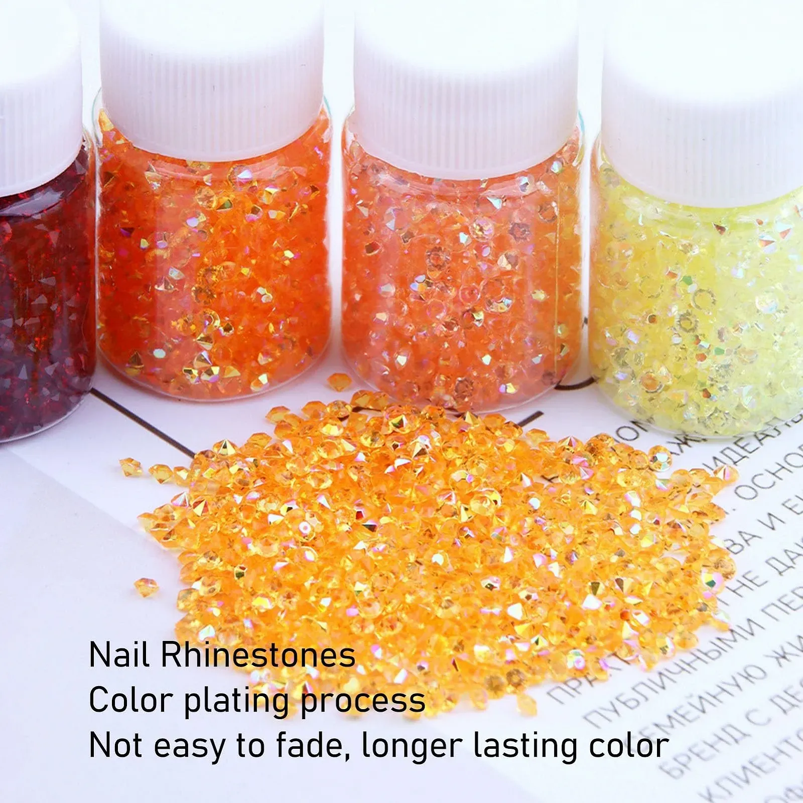 Крошечные Стразы для ногтей 13 цветов Кружевная подложка Высокая яркость Разноцветные стразы Многогранная огранка Стойкий цвет, фото №2