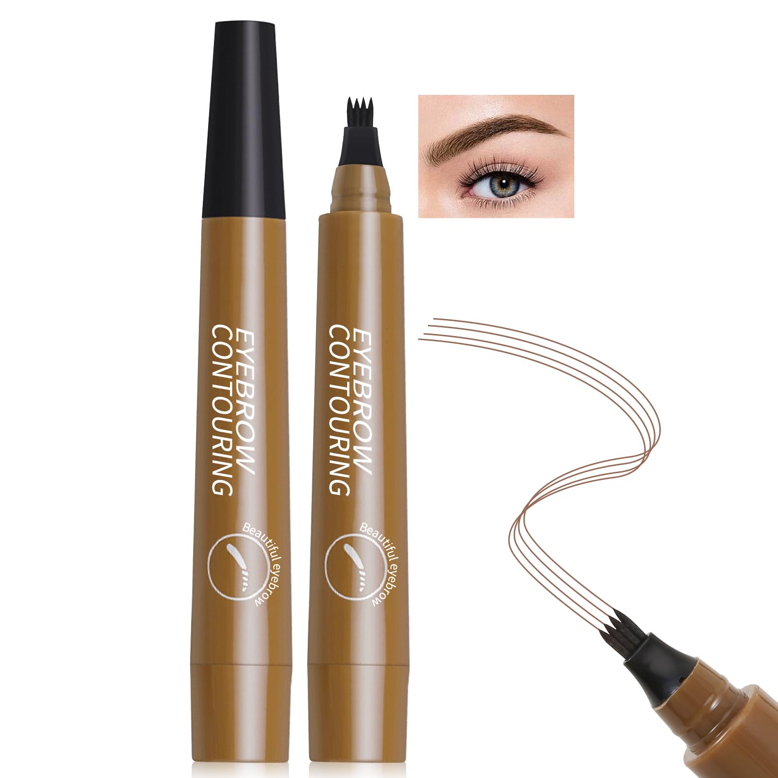 Олівець для брів Erinde Waterproof Microblading 3D 4 Micro Fork Magic Light Brown, фото №1