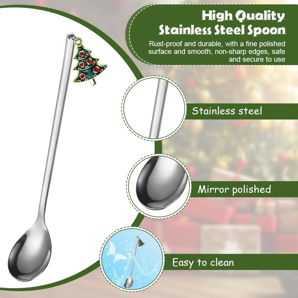 Ложка Різдвяна, набір 6 штук, з нержавіючої сталі, фото №3