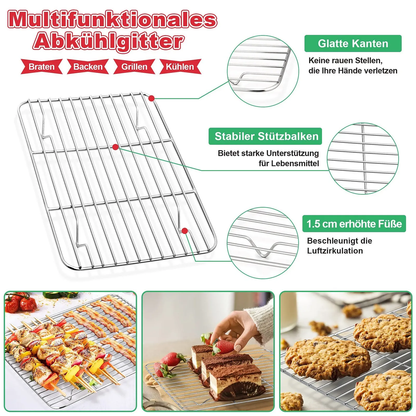 Форма для запікання HaWare з решіткою з нержавіючої сталі набір із 3 шт. 35.8 x 26.7 x 9 см, фото №5 Форма для запікання HaWare з решіткою з нержавіючої сталі набір із 3 шт. 35.8 x 26.7 x 9 см, фото №5