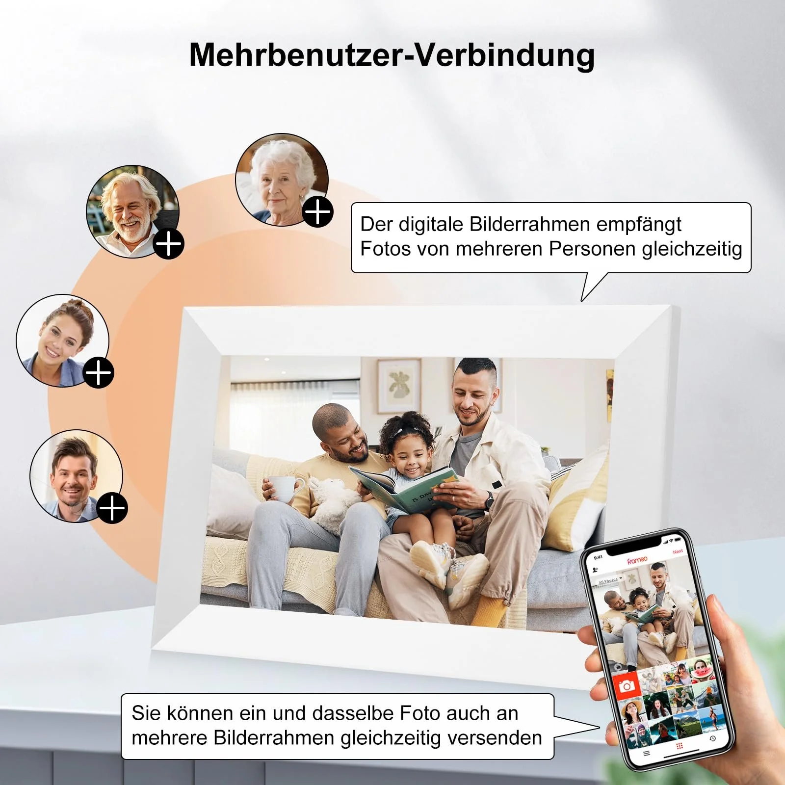 Цифровая фоторамка Frameo 10.1" HD IPS Touchscreen WiFi 16 ГБ White, фото №6