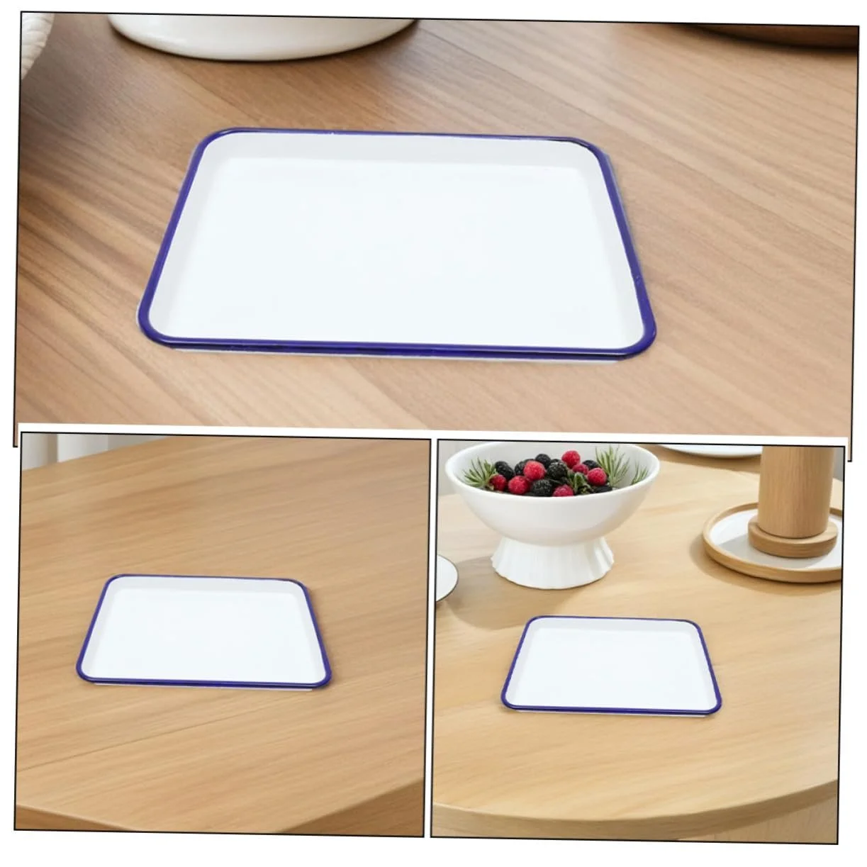 Набор форм для запекания и противней 26x18 см 30x20 см эмалированные белые в ретро-стиле, фото №3