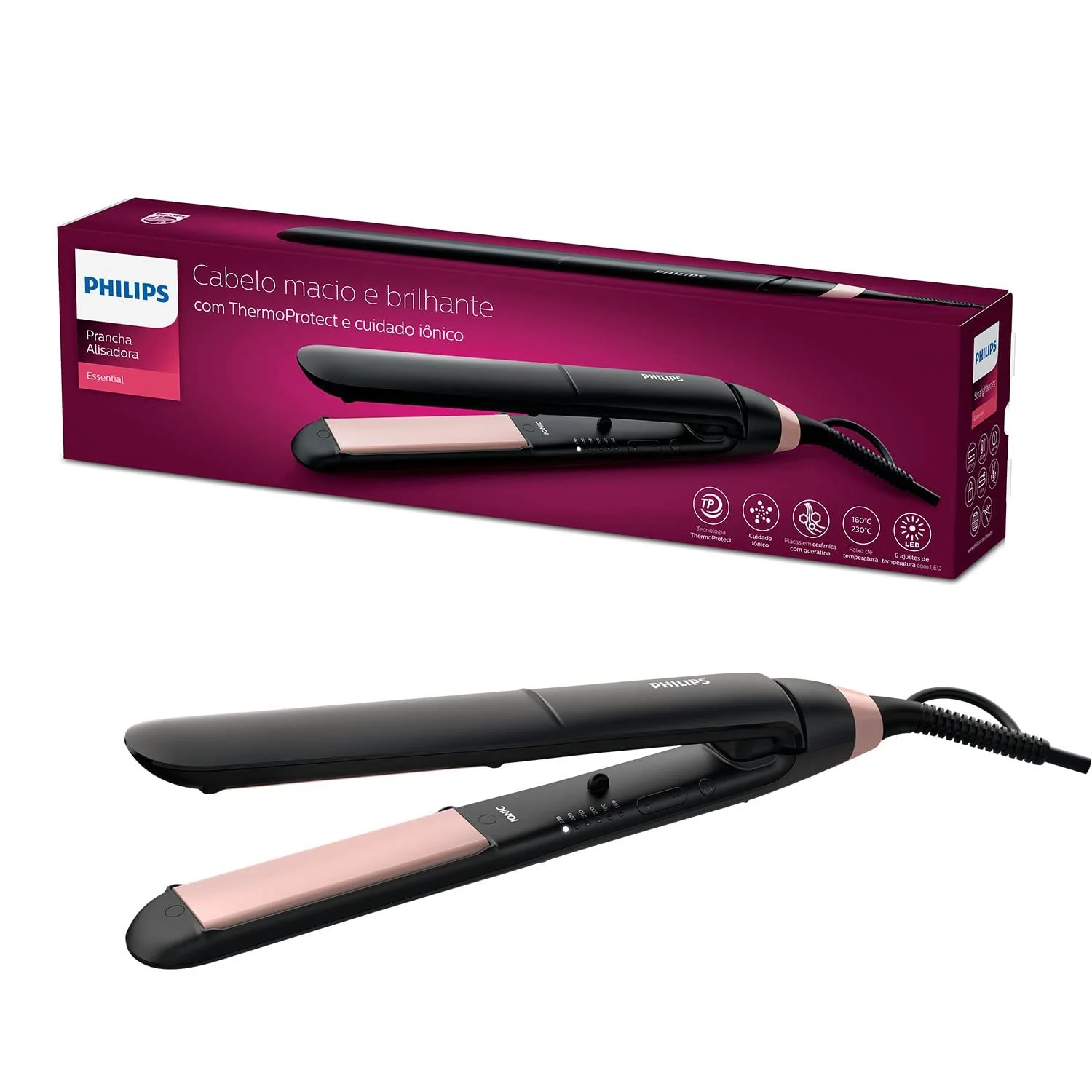Выпрямитель для волос Philips Essential BHS 00 керамический с кератином, фото №1 Выпрямитель для волос Philips Essential BHS 00 керамический с кератином, фото №1