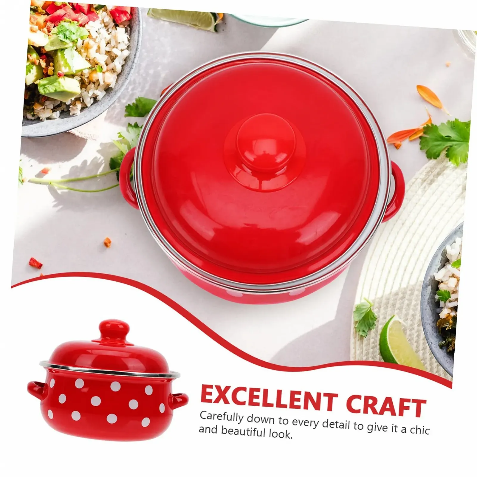 Каструля емальована Amosfun керамічна скляна для розігріву в духовці глиняна, фото №3 Каструля емальована Amosfun керамічна скляна для розігріву в духовці глиняна, фото №3