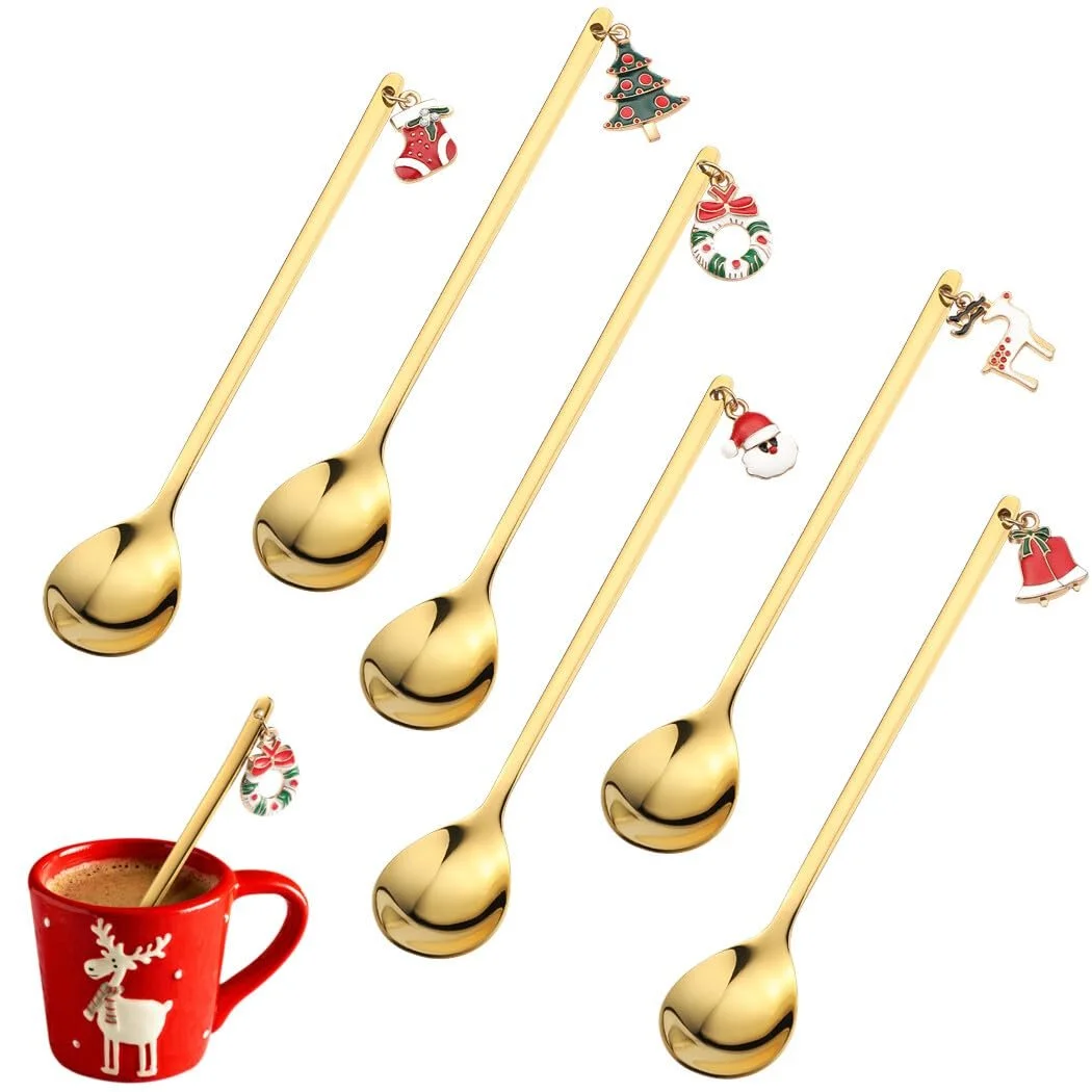 Ложка Чайна з нержавіючої сталі з довгою ручкою для змішування, 6 шт., фото №1