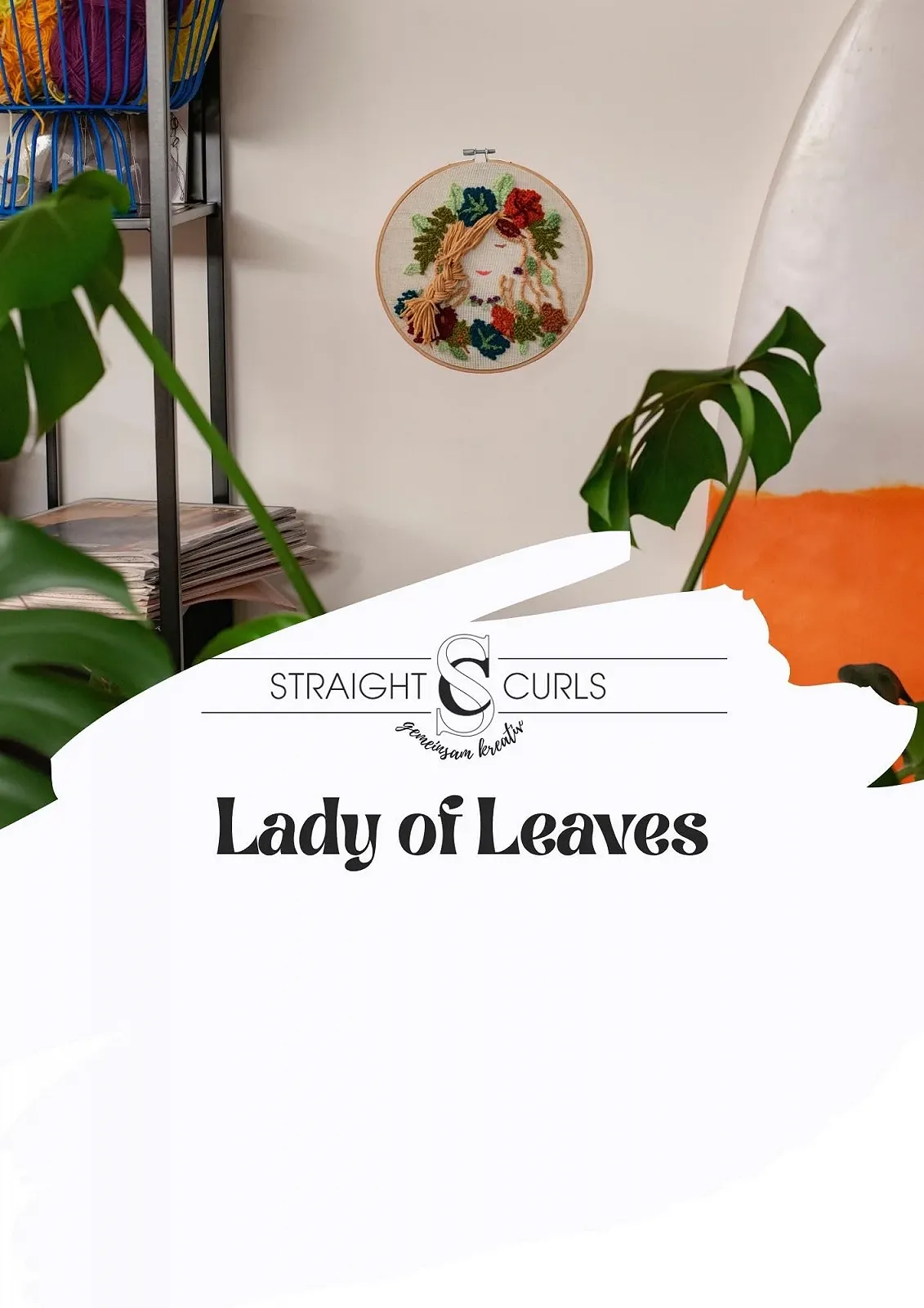 Набір матеріалів для коврової вишивки StraightCurls Lady of Leaves 8 кольорів пряжі п'яльця 20 см, фото №2