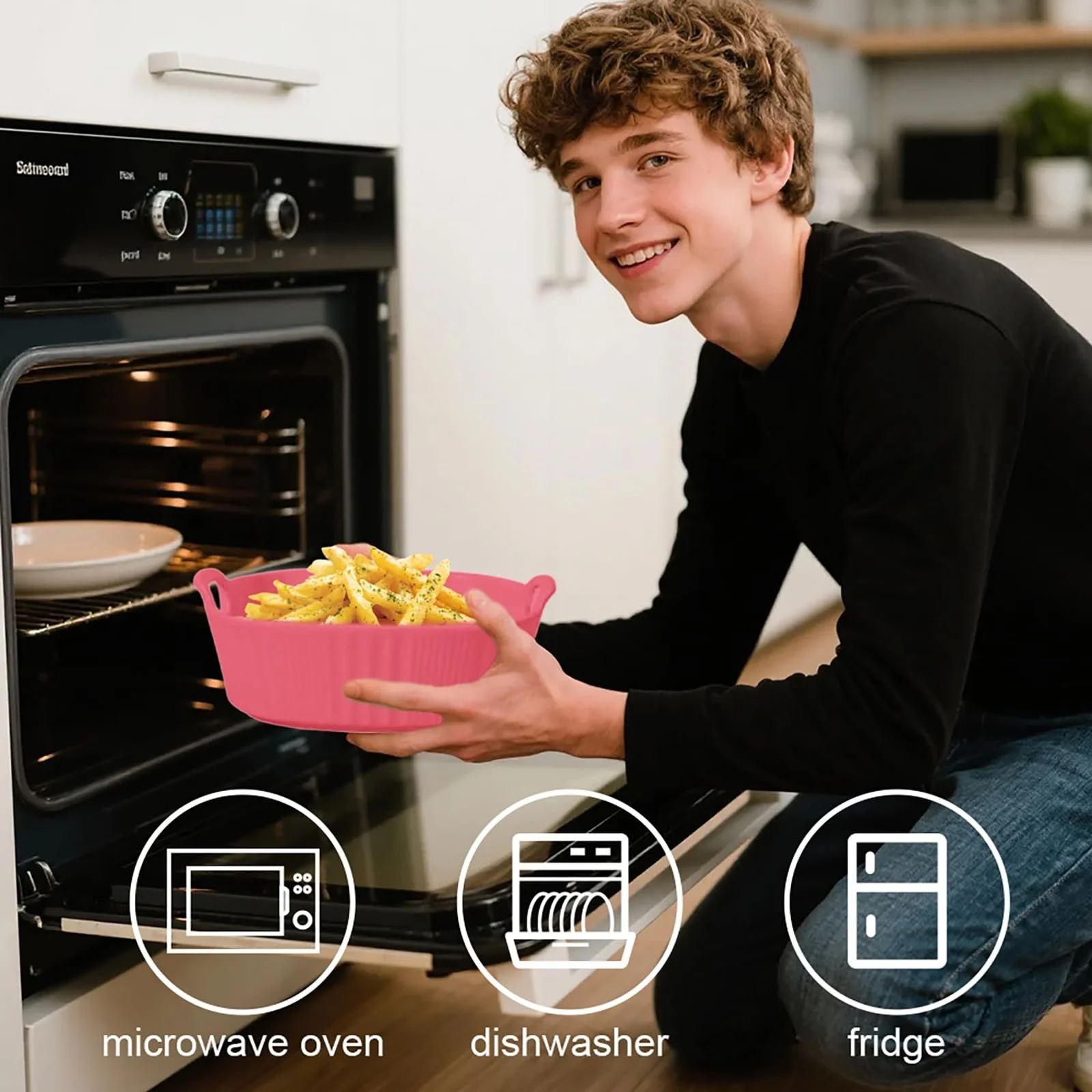 Форма для запікання керамічна 650 мл квадратна 7 дюймів з ручками Червона, фото №5