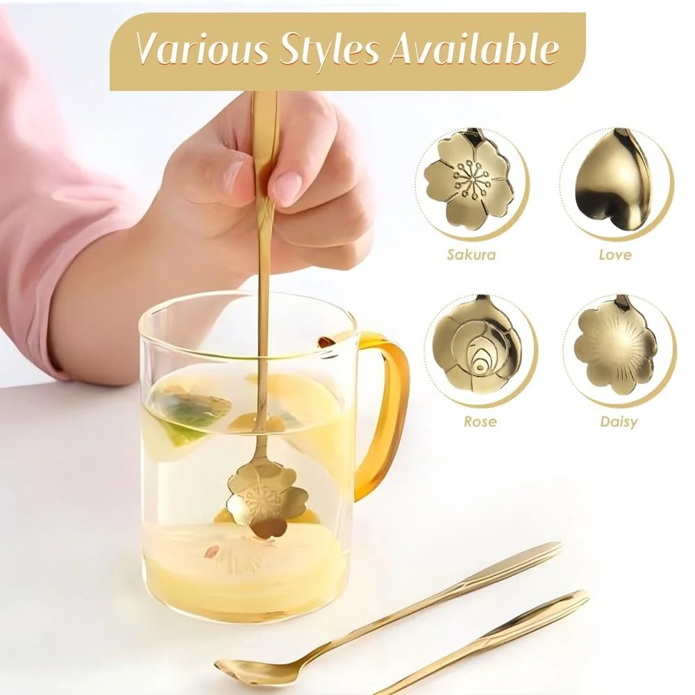 Десертная ложка Длинная ручка 18 см Flowers, фото №3