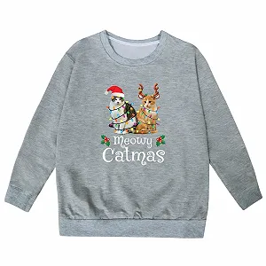 Детская рождественская толстовка, повседневная, модная, с принтом, с длинными рукавами, с круглым вырезом synthetic.ua - Фото 1