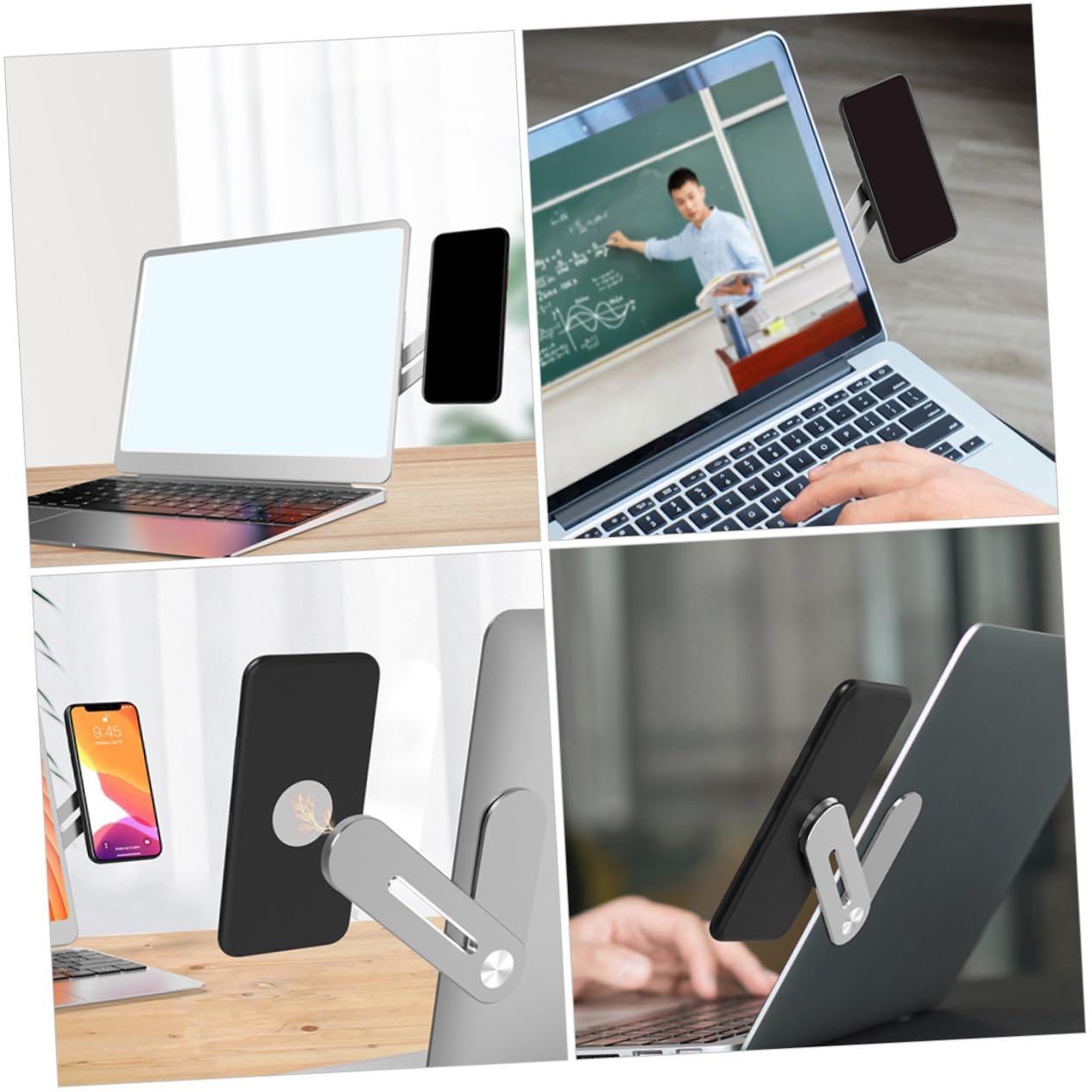 Держатель для мобильного телефона магнитный для ноутбука Алюминиевый сплав Складной Компактный Прочный Совместим со всеми смартфонами для офиса и путешествий, фото №8