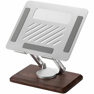 Подставка для ноутбука с пластиной из алюминиевого сплава, вентилируемая конструкция для охлаждения, складная деревянная подставка для стола, регулируемая по высоте подставка для стола, вращающееся на 360		° основание, регулируемая подставка для ноутбука - Фото 1