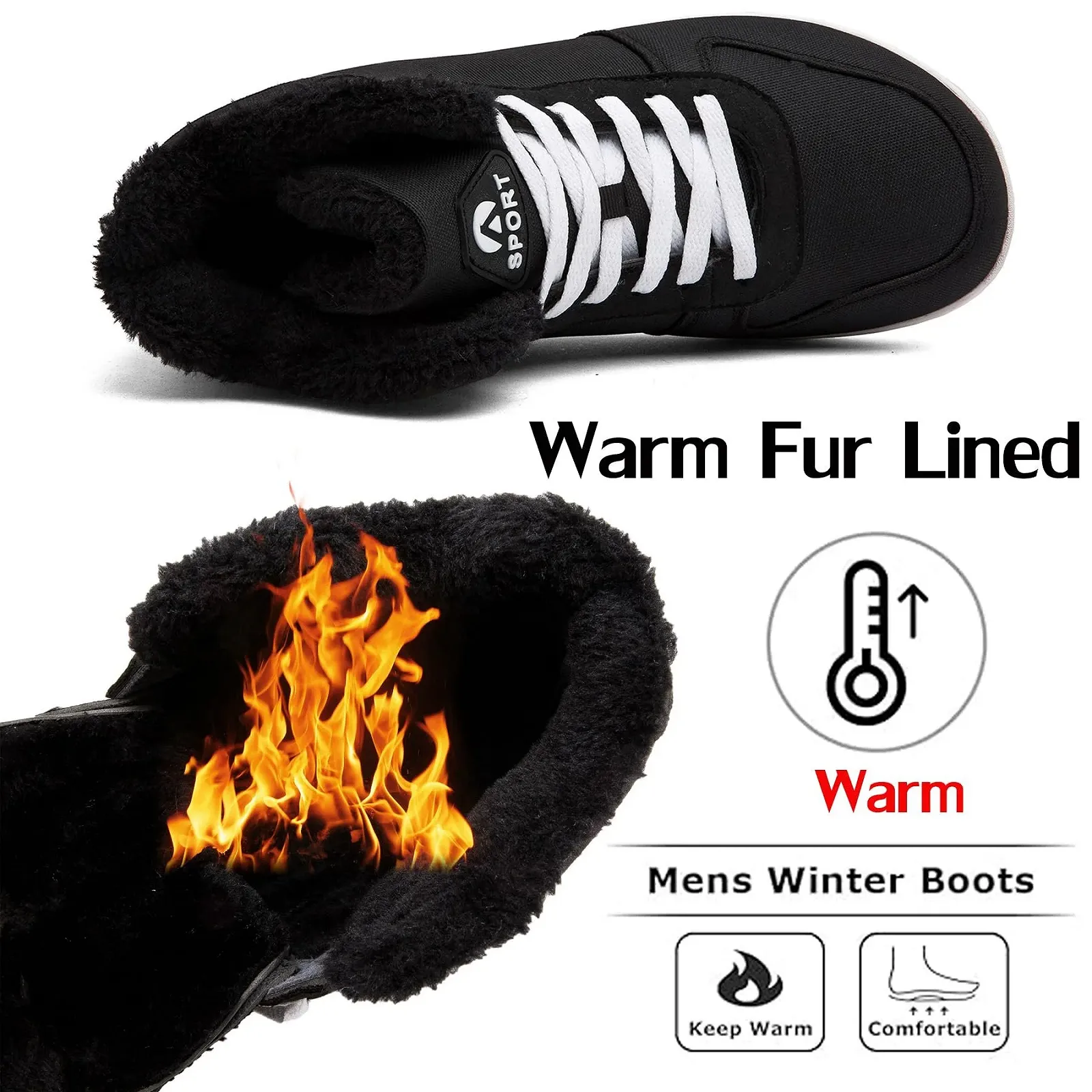 Чоловічі зимові снігові черевики Dhinash, водонепроникні, теплі, на підкладці, фото №3