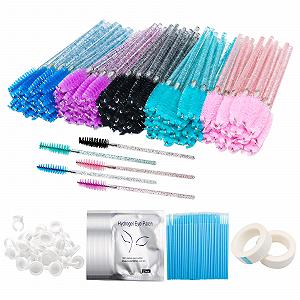 Набір Eyelash Brushes Multi-Colour Пластикова Щітка для Вій 100 Щіток для Вій, 100 мікрощіток, 20 подушечок для очей, 2 стрічки, 50 кілець для клею - Фото 1